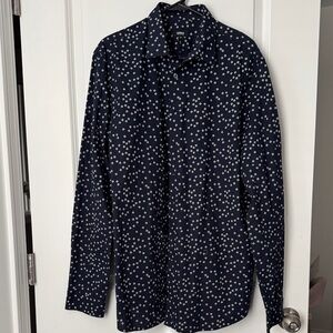 Express Navy Floral Button-Up Shirt